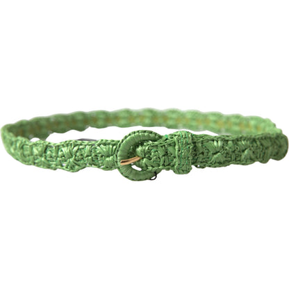 Dolce & Gabbana Green Viscose Weaved Skinny Waist Belt Dolce & Gabbana