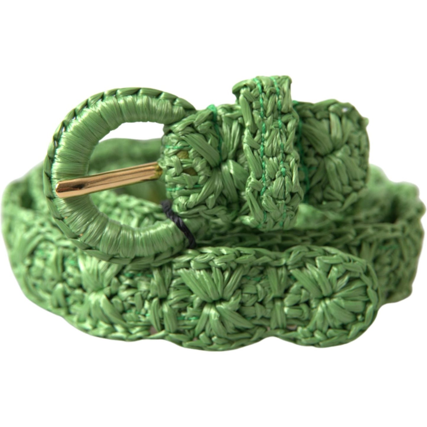 Dolce & Gabbana Green Viscose Weaved Skinny Waist Belt Dolce & Gabbana