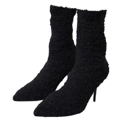 Dolce & Gabbana Black Stiletto Heels Mid Calf Boots Dolce & Gabbana