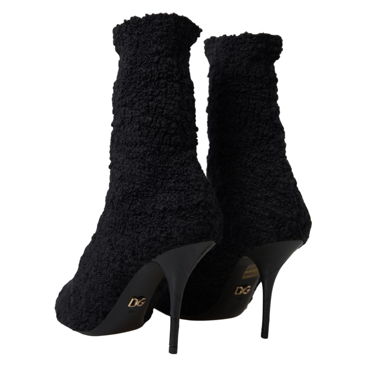 Dolce & Gabbana Black Stiletto Heels Mid Calf Boots Dolce & Gabbana
