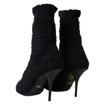 Dolce & Gabbana Black Stiletto Heels Mid Calf Boots Dolce & Gabbana