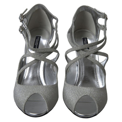Dolce & Gabbana Silver Shimmers Sandals Heel Pumps Shoes Dolce & Gabbana