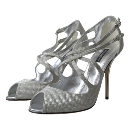 Dolce & Gabbana Silver Shimmers Sandals Heel Pumps Shoes Dolce & Gabbana