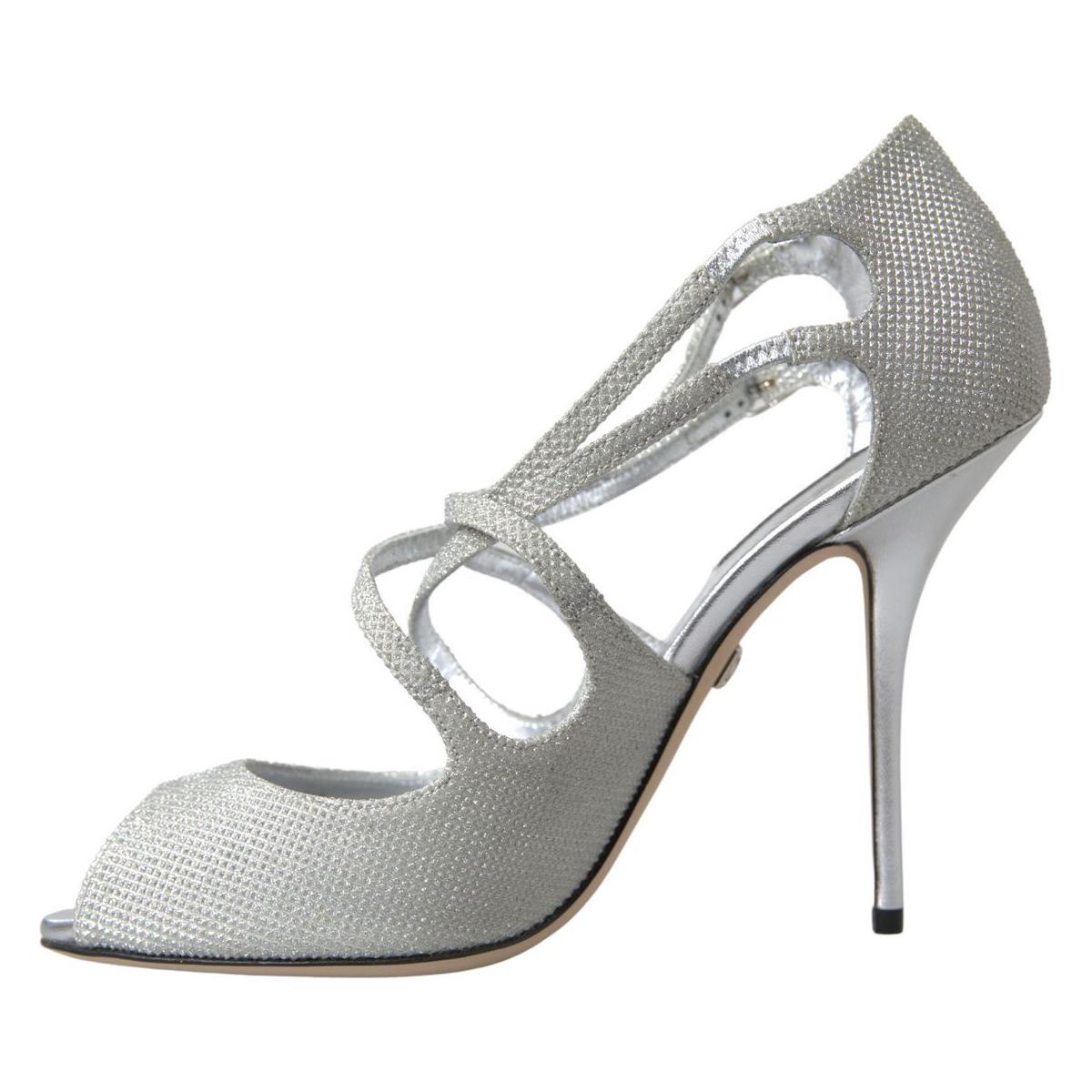 Dolce & Gabbana Silver Shimmers Sandals Heel Pumps Shoes Dolce & Gabbana