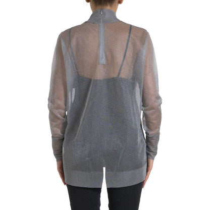 Dolce & Gabbana Gray Mesh Turtleneck Long Sleeve Blouse Top Dolce & Gabbana
