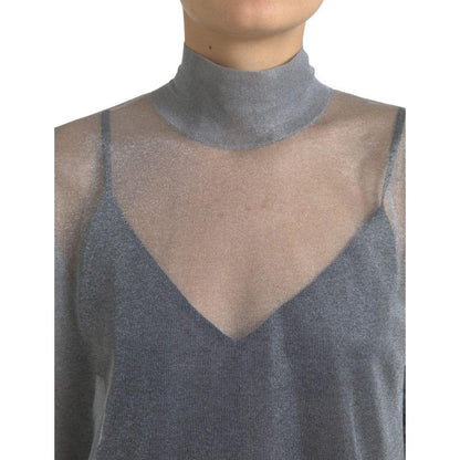 Dolce & Gabbana Gray Mesh Turtleneck Long Sleeve Blouse Top Dolce & Gabbana