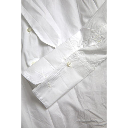 Dolce & Gabbana White Cotton Ascot Collar Long Sleeves Top Dolce & Gabbana