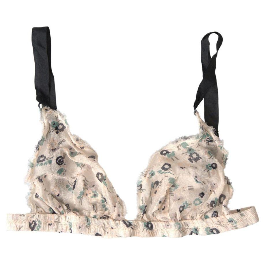 Costume National Beige Floral Underwear Bikini Bra Costume National
