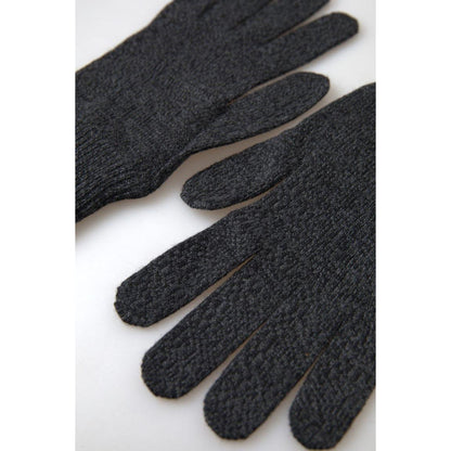 Dolce & Gabbana Gray Virgin Wool Knit Hands Mitten Men Gloves Dolce & Gabbana
