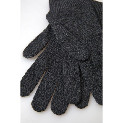 Dolce & Gabbana Gray Virgin Wool Knit Hands Mitten Men Gloves Dolce & Gabbana
