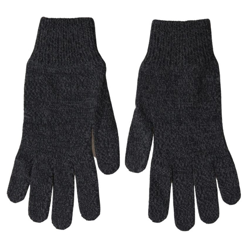 Dolce & Gabbana Gray Virgin Wool Knit Hands Mitten Men Gloves Dolce & Gabbana