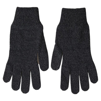 Dolce & Gabbana Gray Virgin Wool Knit Hands Mitten Men Gloves Dolce & Gabbana