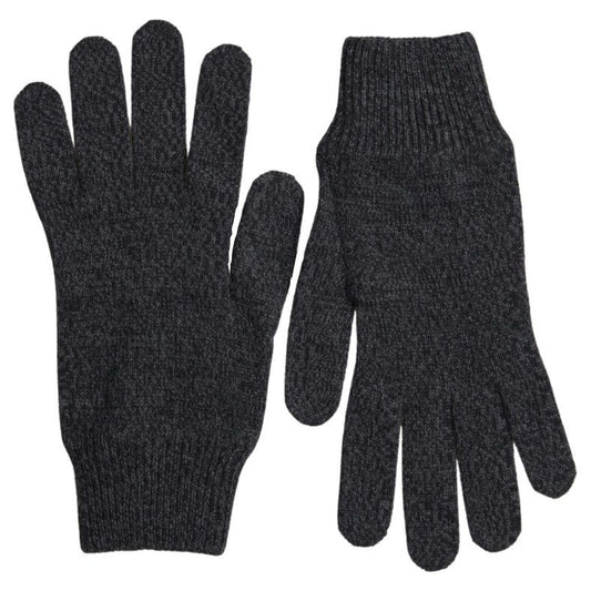 Dolce & Gabbana Gray Virgin Wool Knit Hands Mitten Men Gloves Dolce & Gabbana