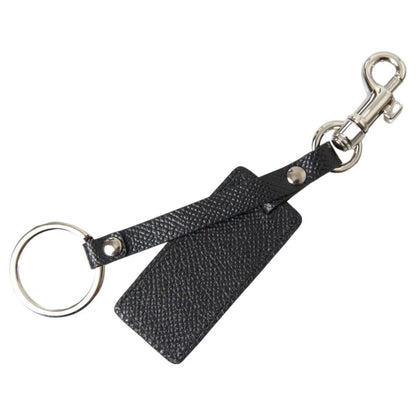 Dolce & Gabbana Black DG Logo Leather Silver Metal Keychain Dolce & Gabbana