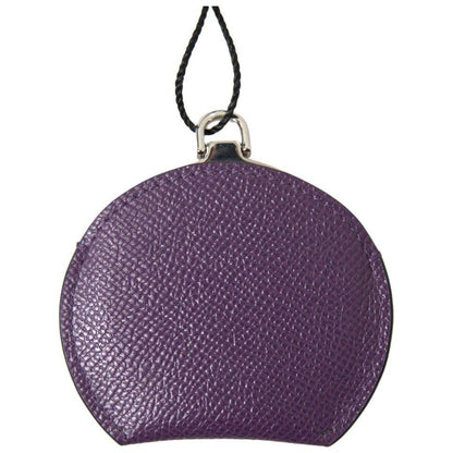 Dolce & Gabbana Purple Calfskin Leather Round Hand Mirror Holder Dolce & Gabbana