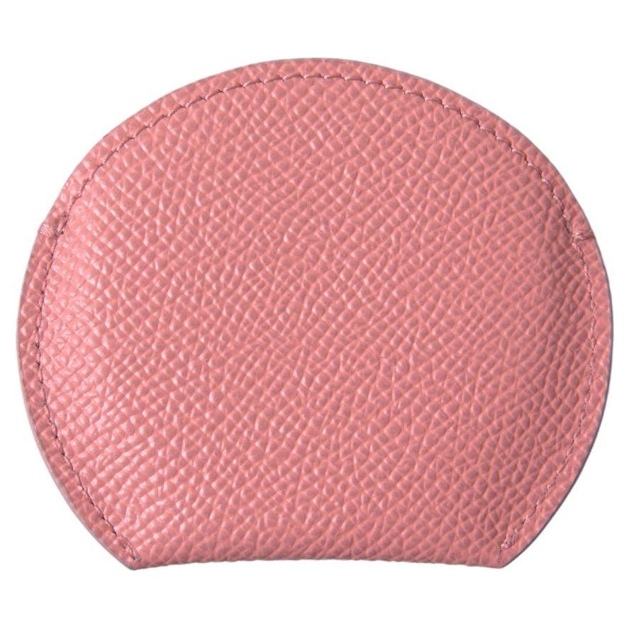 Dolce & Gabbana Pink Calfskin Leather Round Mirror Holder Dolce & Gabbana