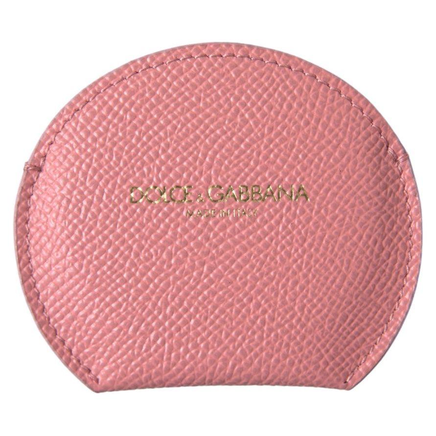Dolce & Gabbana Pink Calfskin Leather Round Mirror Holder Dolce & Gabbana