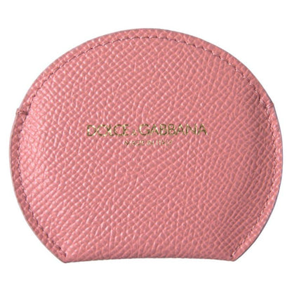 Dolce & Gabbana Pink Calfskin Leather Round Mirror Holder Dolce & Gabbana