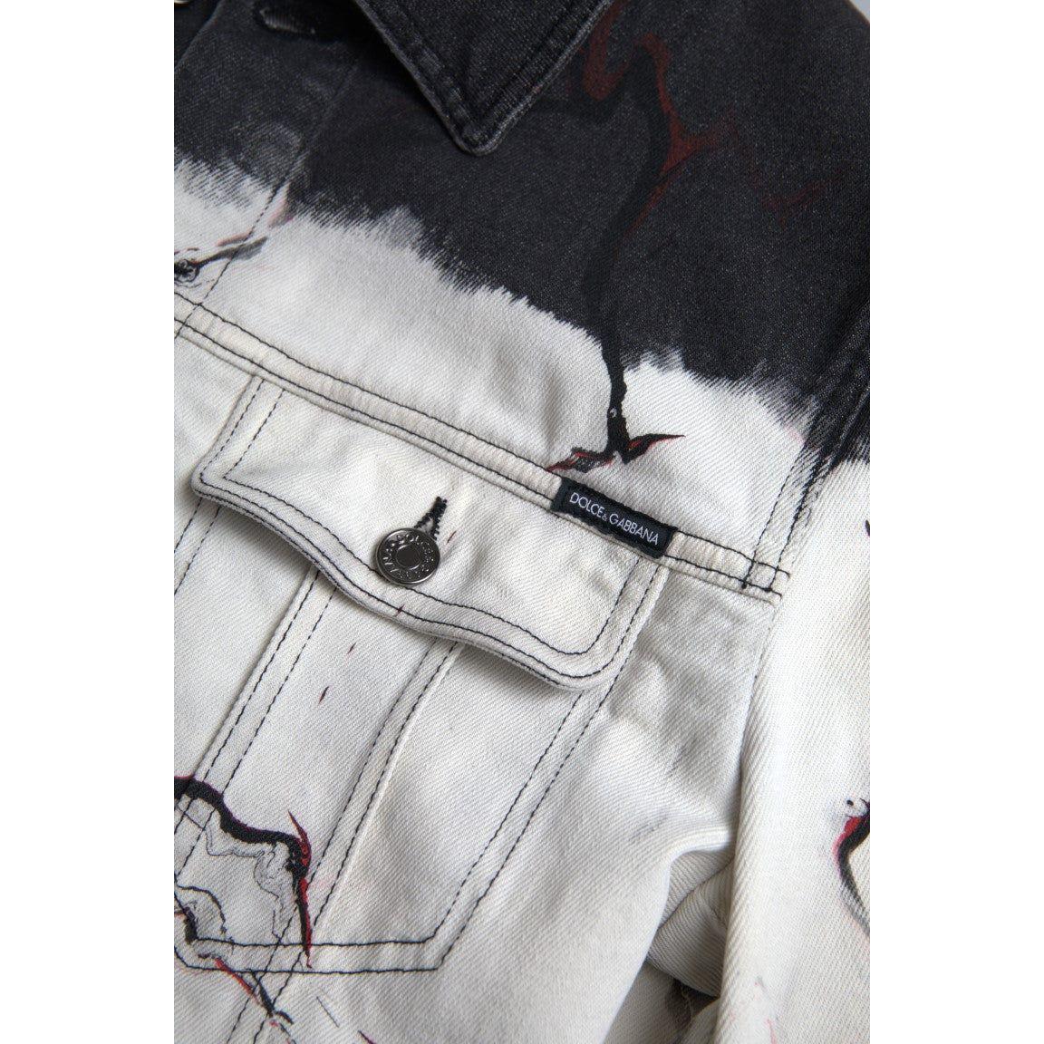 Dolce & Gabbana Multicolor Cotton Collared Denim Jacket Dolce & Gabbana