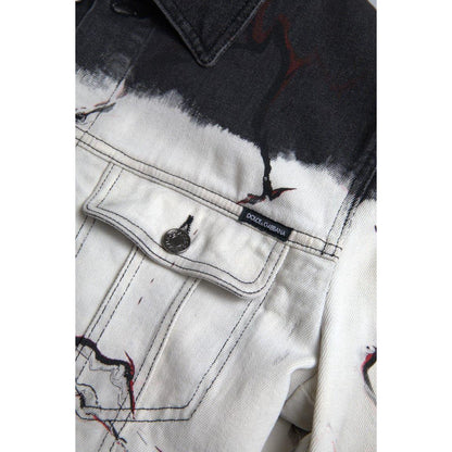 Dolce & Gabbana Multicolor Cotton Collared Denim Jacket Dolce & Gabbana