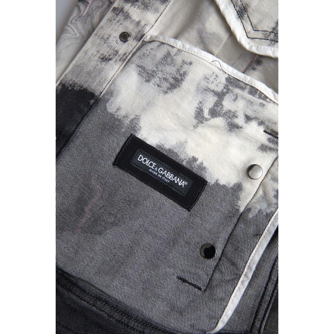 Dolce & Gabbana Multicolor Cotton Collared Denim Jacket Dolce & Gabbana
