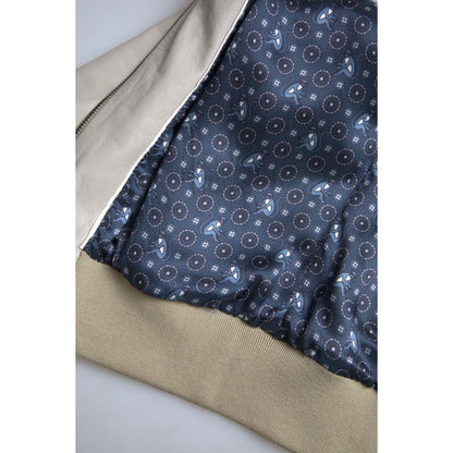 Dolce & Gabbana Cream Leather Bomber Blouson Full Zip Jacket Dolce & Gabbana