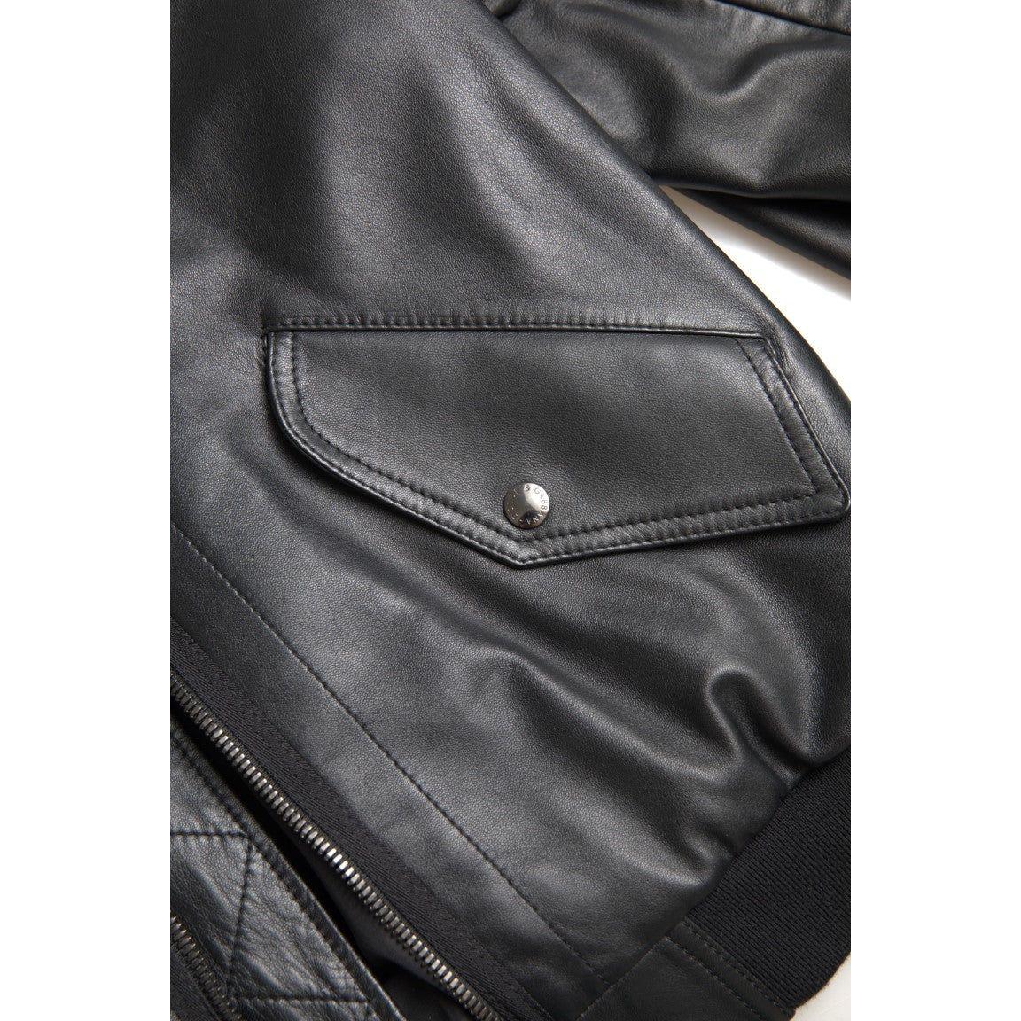 Dolce & Gabbana Black Leather Blouson Full Zip Bomber Jacket Dolce & Gabbana