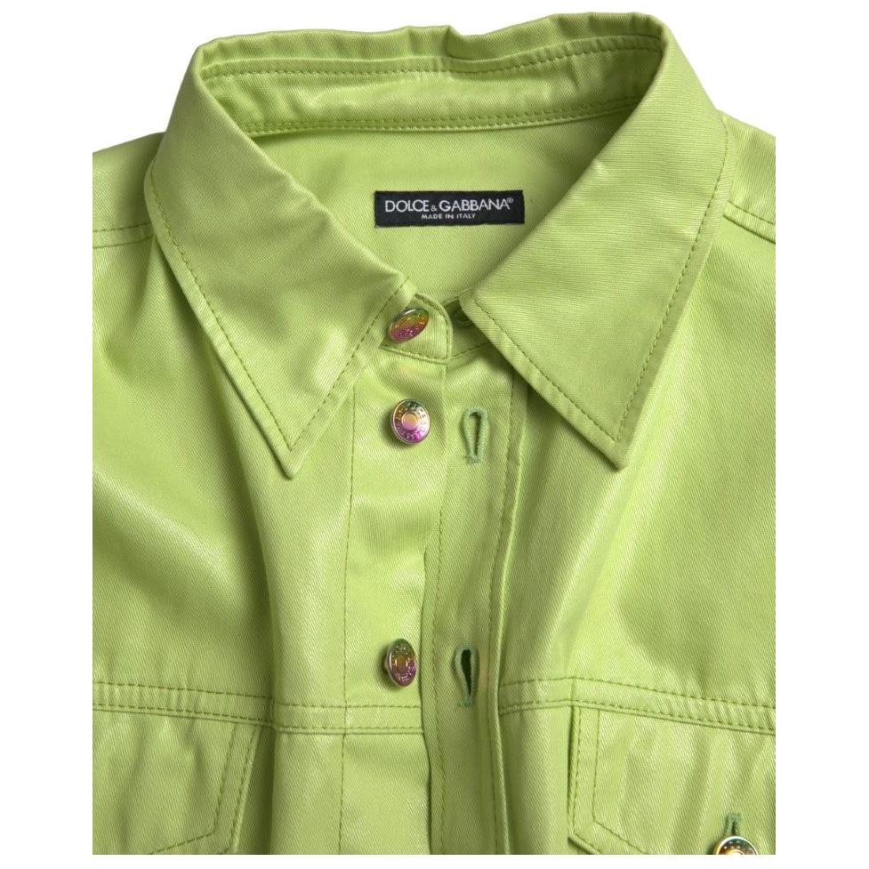 Dolce & Gabbana Green Cotton Collared Button Down Shirt Dolce & Gabbana