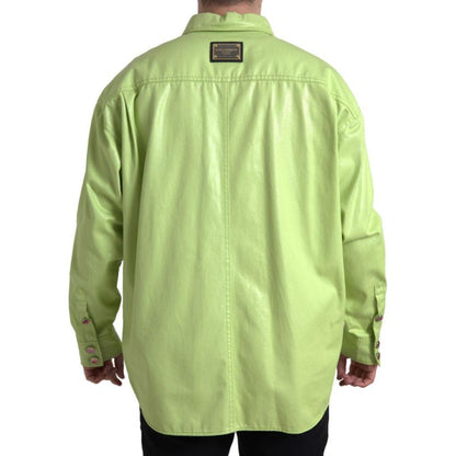 Dolce & Gabbana Green Cotton Collared Button Down Shirt Dolce & Gabbana