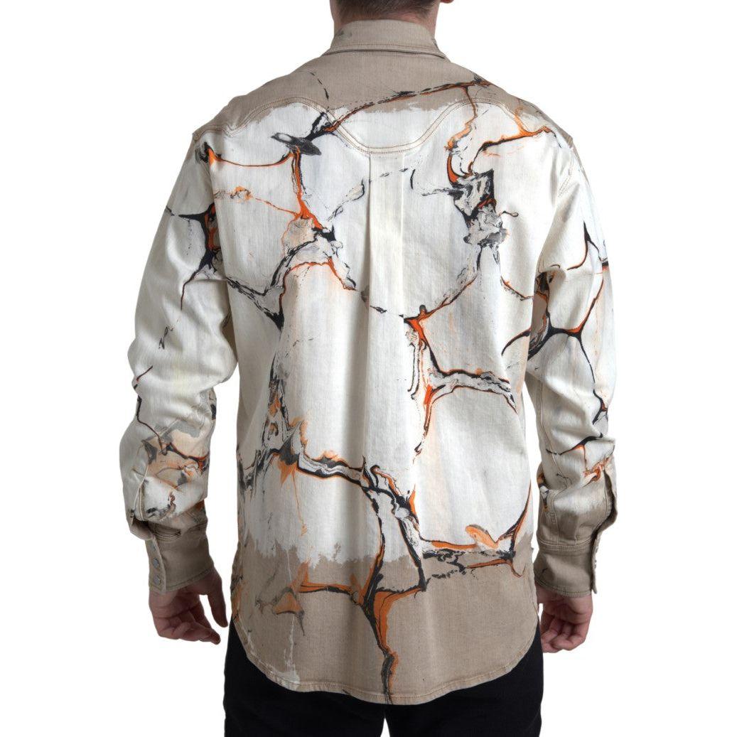 Dolce & Gabbana Multicolor Cotton Collared Denim Shirt Dolce & Gabbana