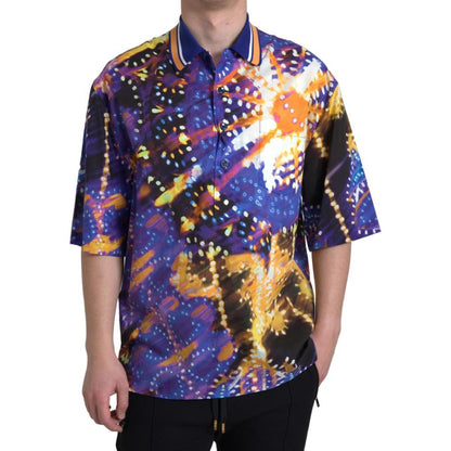 Dolce & Gabbana Luminaire Print Cotton Polo Top Men Shirt Dolce & Gabbana