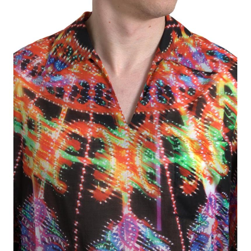 Dolce & Gabbana Multicolor Luminarie Print Men Cotton Shirt