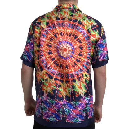 Dolce & Gabbana Multicolor Luminarie Print Men Shirt Silk Dolce & Gabbana