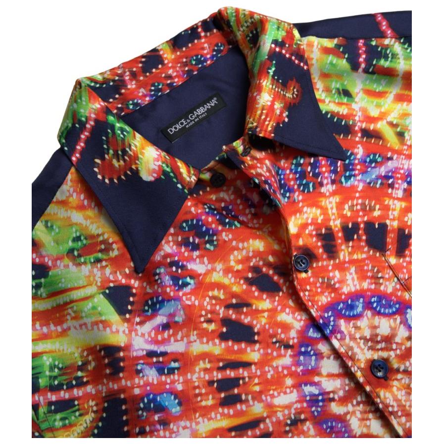 Dolce & Gabbana Multicolor Luminarie Print Men Shirt Silk Dolce & Gabbana
