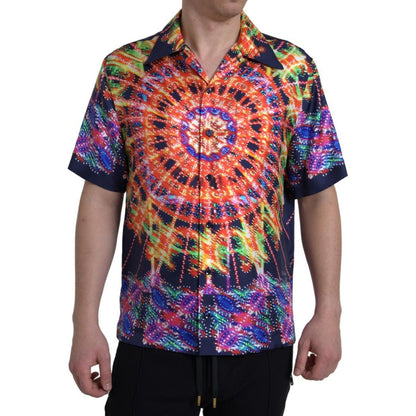 Dolce & Gabbana Multicolor Luminarie Print Men Shirt Silk Dolce & Gabbana