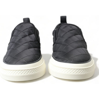 Dolce & Gabbana Black Quilted Slip On Low Top Sneakers Shoes Dolce & Gabbana