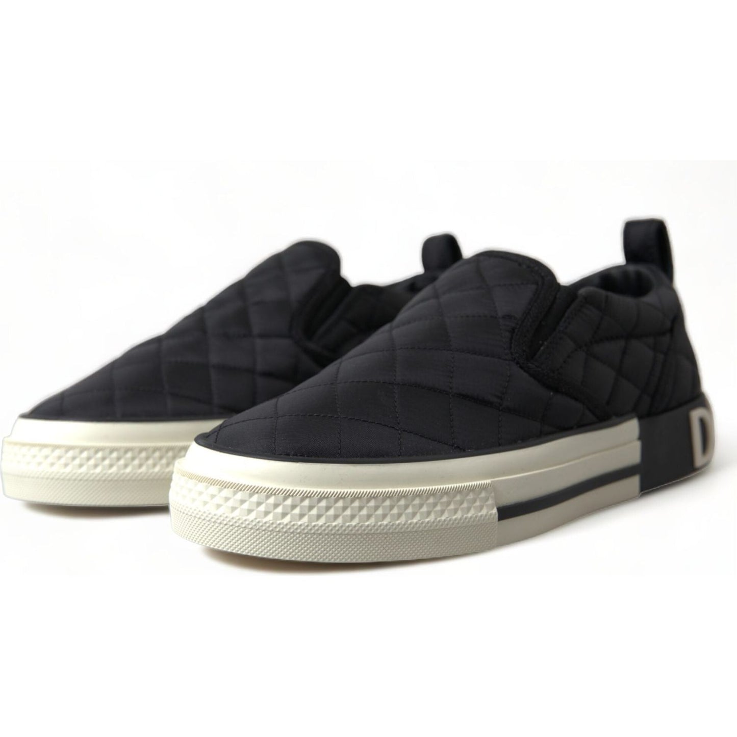 Dolce & Gabbana Black Quilted Slip On Low Top Sneakers Shoes Dolce & Gabbana