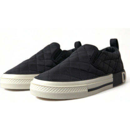 Dolce & Gabbana Black Quilted Slip On Low Top Sneakers Shoes Dolce & Gabbana