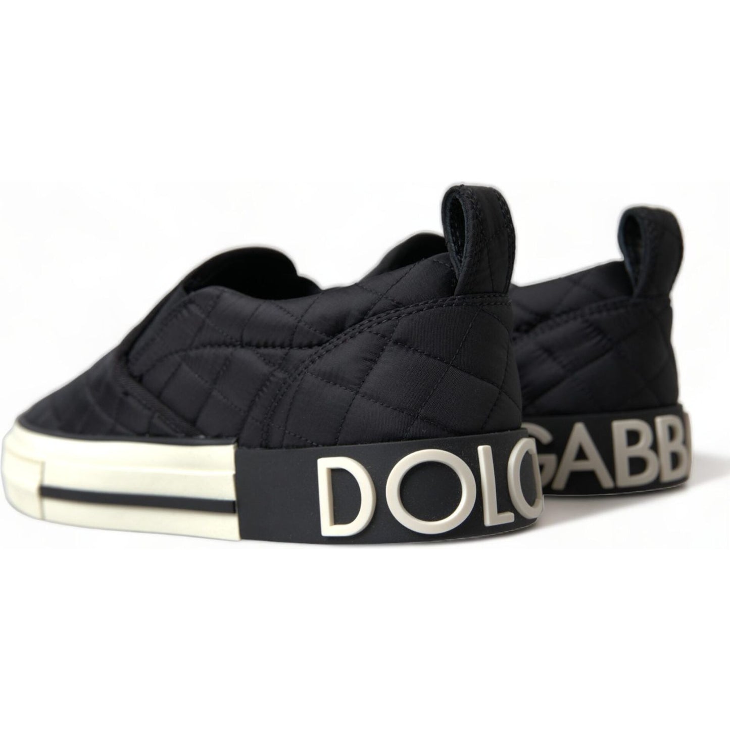 Dolce & Gabbana Black Quilted Slip On Low Top Sneakers Shoes Dolce & Gabbana