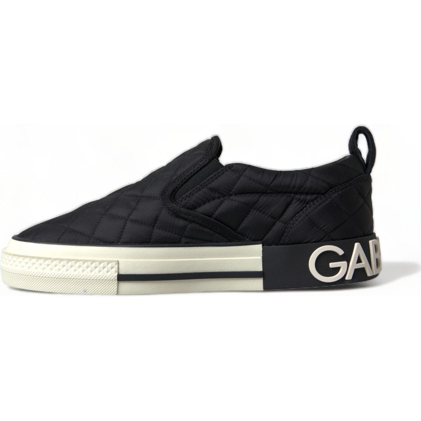 Dolce & Gabbana Black Quilted Slip On Low Top Sneakers Shoes Dolce & Gabbana