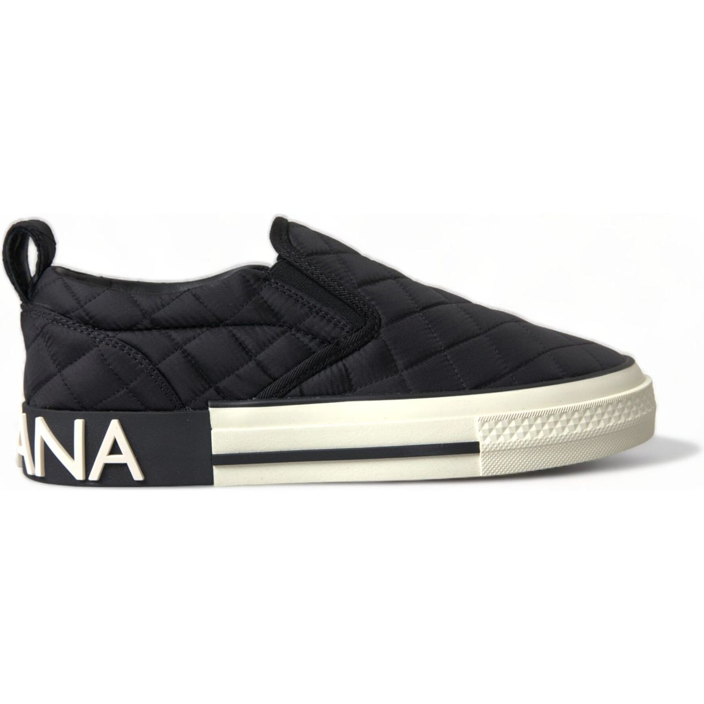 Dolce & Gabbana Black Quilted Slip On Low Top Sneakers Shoes Dolce & Gabbana