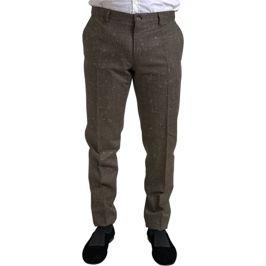 Dolce & Gabbana Brown Wool Dress Skinny Men Trouser Pants Dolce & Gabbana