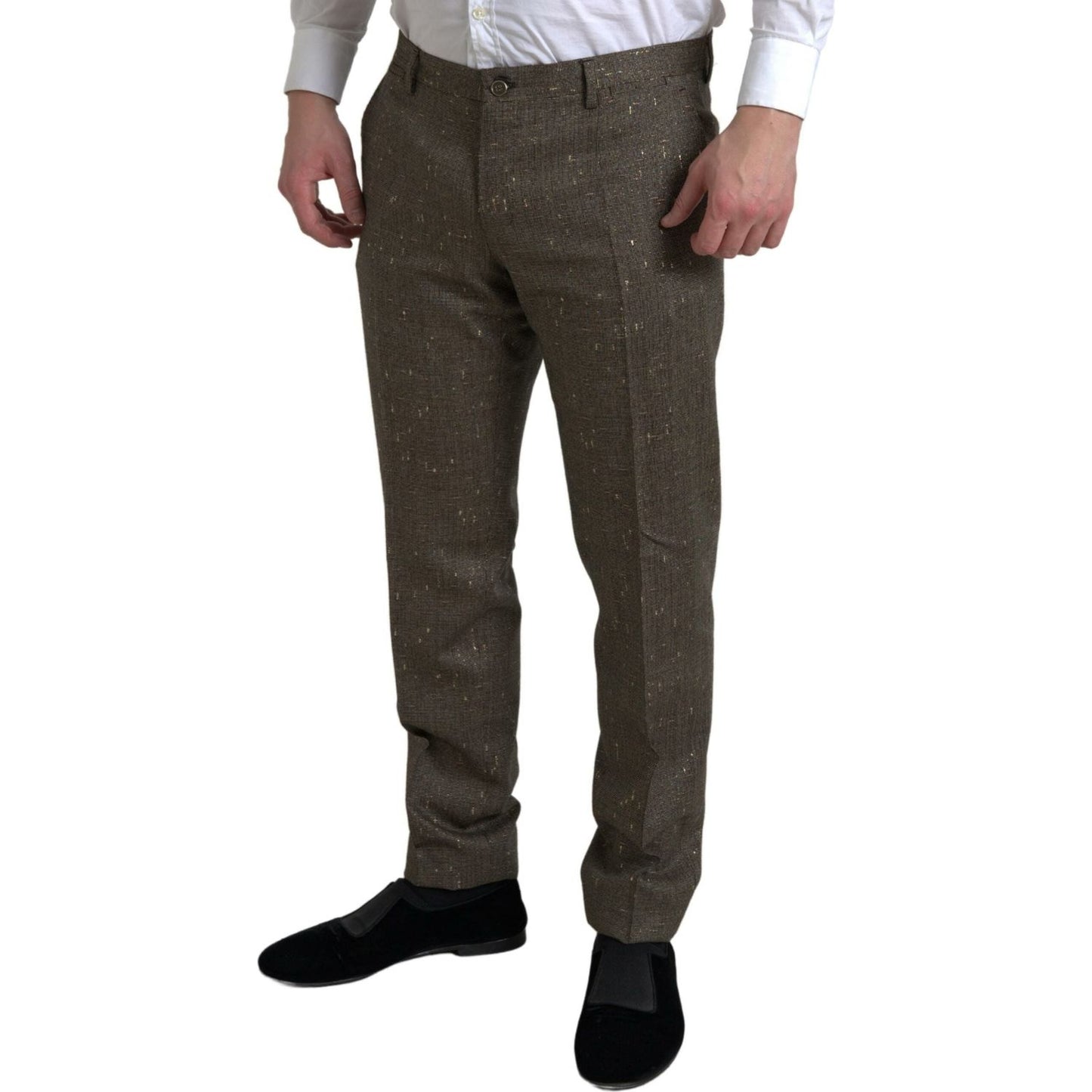 Dolce & Gabbana Brown Wool Dress Skinny Men Trouser Pants Dolce & Gabbana