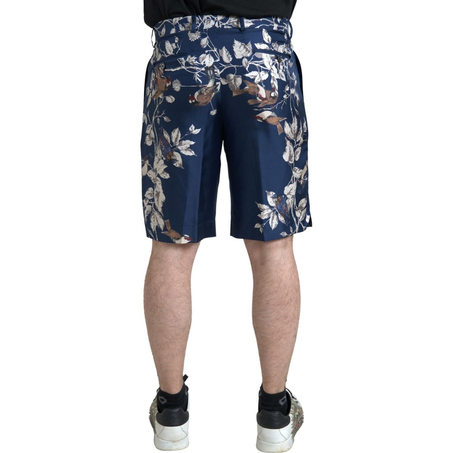 Dolce & Gabbana Blue Floral Print Silk Men Bermuda Shorts Dolce & Gabbana