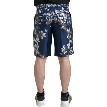Dolce & Gabbana Blue Floral Print Silk Men Bermuda Shorts Dolce & Gabbana