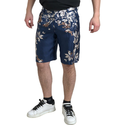 Dolce & Gabbana Blue Floral Print Silk Men Bermuda Shorts Dolce & Gabbana