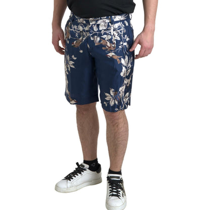 Dolce & Gabbana Blue Floral Print Silk Men Bermuda Shorts Dolce & Gabbana