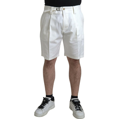 Dolce & Gabbana White Cotton Stretch Men Bermuda Denim Shorts Dolce & Gabbana