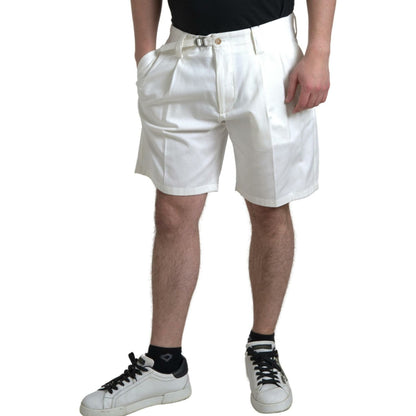 Dolce & Gabbana White Cotton Stretch Men Bermuda Denim Shorts Dolce & Gabbana