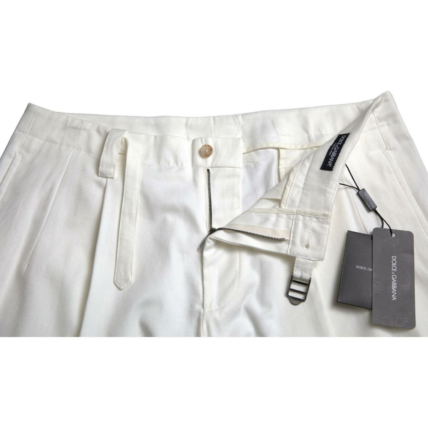 Dolce & Gabbana White Cotton Stretch Men Bermuda Denim Shorts Dolce & Gabbana